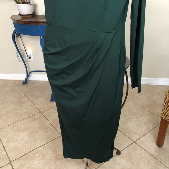 NWT THEENKOLN One Shoulder Cutout Ruched Cocktail Wedding Bodycon Dress L - Picture 4 of 10